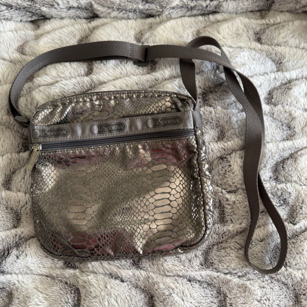 LeSportsac Daniella Phyton Crossbody Silver Metallic Small